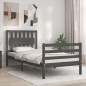 vidaXL Massivholzbett mit Kopfteil Grau 90x200 cm vidaXL Massivholzbett mit Kopfteil Grau 90x200 cm