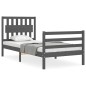 vidaXL Massivholzbett mit Kopfteil Grau 90x200 cm vidaXL Massivholzbett mit Kopfteil Grau 90x200 cm