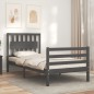vidaXL Massivholzbett mit Kopfteil Grau 90x200 cm vidaXL Massivholzbett mit Kopfteil Grau 90x200 cm