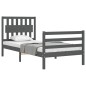 vidaXL Massivholzbett mit Kopfteil Grau 90x200 cm vidaXL Massivholzbett mit Kopfteil Grau 90x200 cm