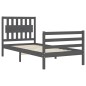 vidaXL Massivholzbett mit Kopfteil Grau 90x200 cm vidaXL Massivholzbett mit Kopfteil Grau 90x200 cm