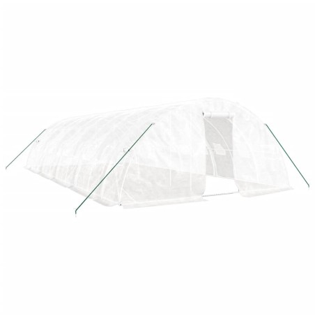 vidaXL Gewächshaus mit Stahlrahmen Weiß 50 m² 10x5x2,3 m