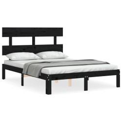 vidaXL Massivholzbett mit Kopfteil Schwarz 120x200 cm