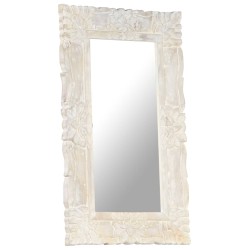 vidaXL Spiegel Weiß 80x50 cm Mango Massivholz