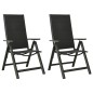 Klappbare Gartenstühle 2 Stk. Textilene und Aluminium Schwarz Klappbare Gartenstühle 2 Stk. Textilene und Aluminium Schwarz