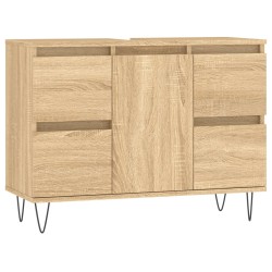 vidaXL Badschrank Sonoma-Eiche 80x33x60 cm Holzwerkstoff
