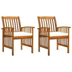 Garten-Essstühle 2 Stk. mit Kissen Massivholz Akazie