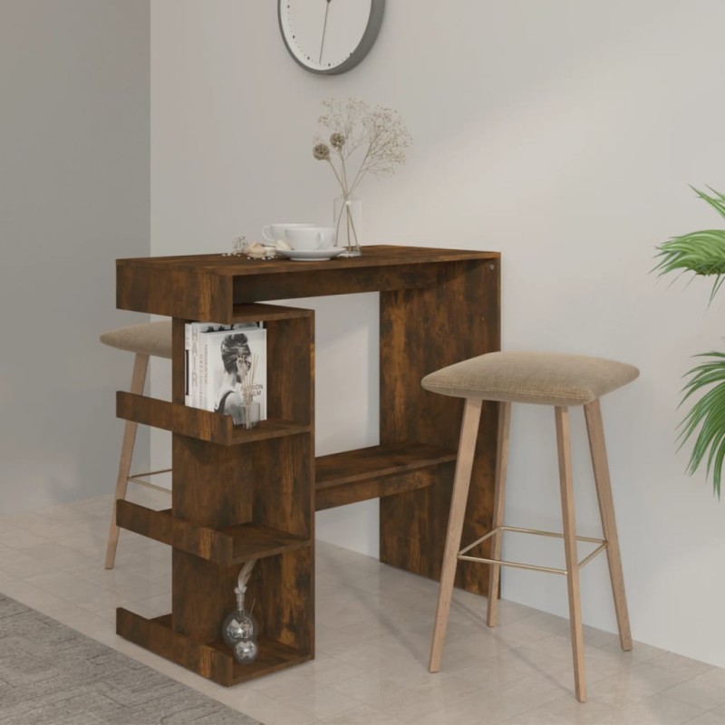 vidaXL Bartisch mit Regal Räuchereiche 100x50x101,5 cm Holzwerkstoff vidaXL Bartisch mit Regal Räuchereiche 100x50x101,5 cm Holzwerkstoff