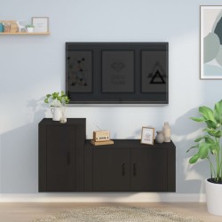 vidaXL 2-tlg. TV-Schrank-Set Schwarz Holzwerkstoff