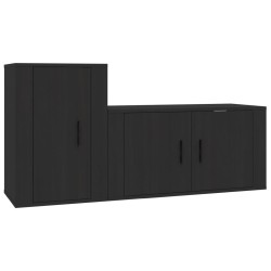 vidaXL 2-tlg. TV-Schrank-Set Schwarz Holzwerkstoff