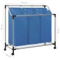 vidaXL Wäschesortierer mit 3 Taschen Blau Stahl vidaXL Wäschesortierer mit 3 Taschen Blau Stahl