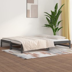 vidaXL Tagesbett Ausziehbar Grau 2x(80x200) cm Massivholz Kiefer