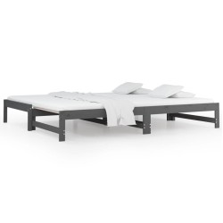 vidaXL Tagesbett Ausziehbar Grau 2x(80x200) cm Massivholz Kiefer