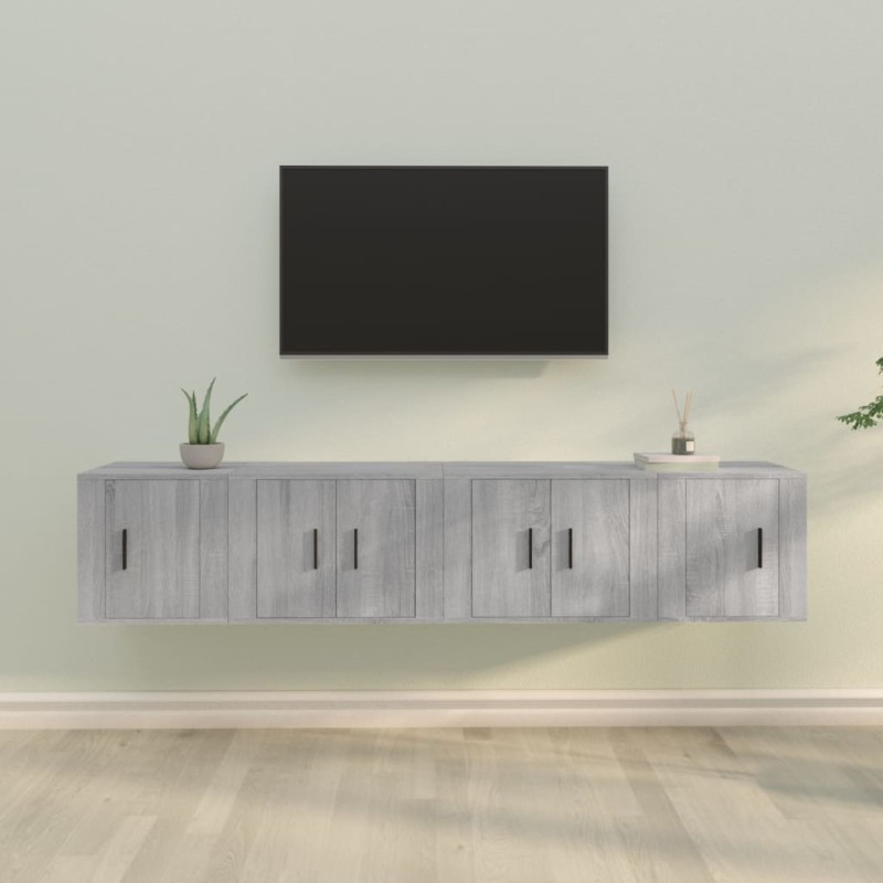 vidaXL 4-tlg. TV-Schrank-Set Grau Sonoma Holzwerkstoff vidaXL 4-tlg. TV-Schrank-Set Grau Sonoma Holzwerkstoff