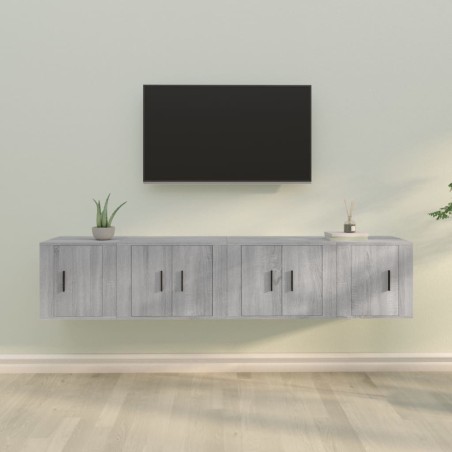 vidaXL 4-tlg. TV-Schrank-Set Grau Sonoma Holzwerkstoff