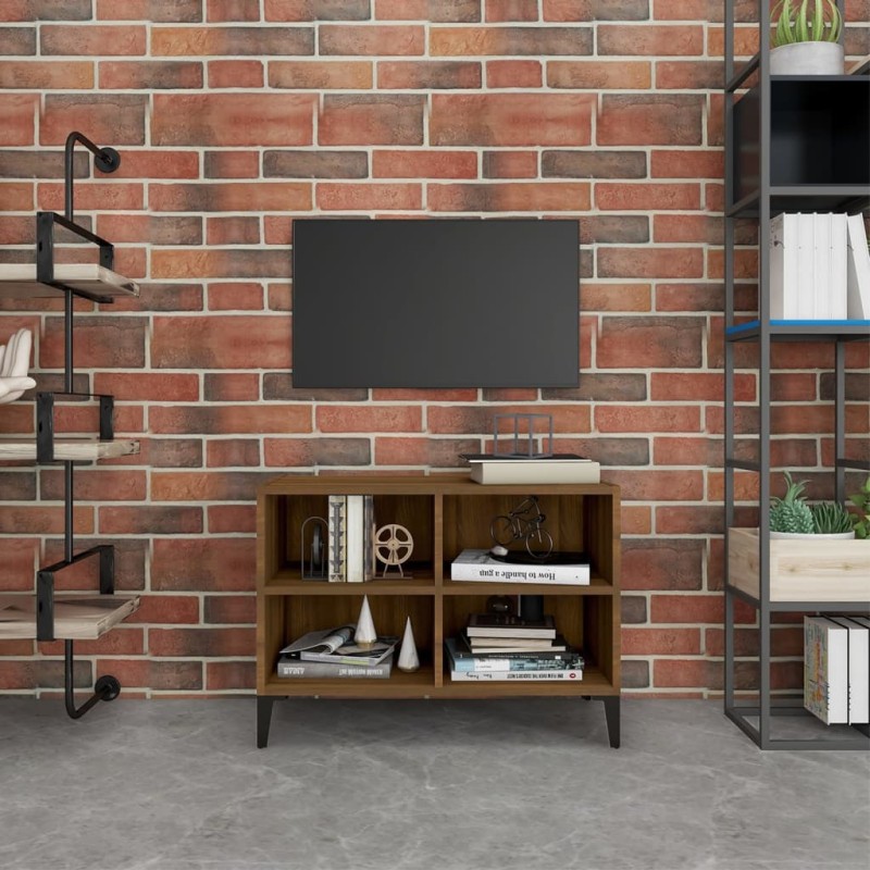 vidaXL TV-Schrank mit Metallbeinen Braun Eichen-Optik 69,5x30x50 cm vidaXL TV-Schrank mit Metallbeinen Braun Eichen-Optik 69,5x30x50 cm