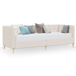 vidaXL Tagesbett USB Creme Stoff 90x200 cm