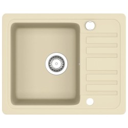 vidaXL Granitspüle Einzelbecken Beige