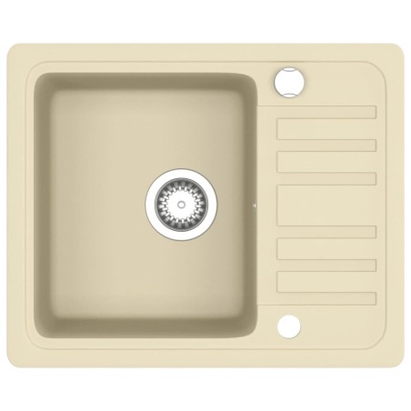 vidaXL Granitspüle Einzelbecken Beige