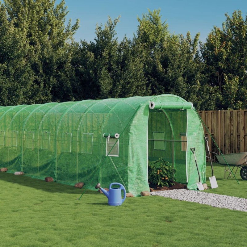 vidaXL Gewächshaus mit Stahlrahmen Grün 32 m² 16x2x2 m vidaXL Gewächshaus mit Stahlrahmen Grün 32 m² 16x2x2 m