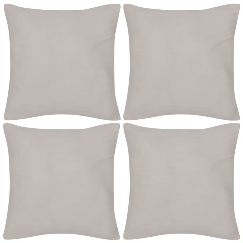 4 beige Kissenbezüge Baumwolle 40 x 40 cm 4 beige Kissenbezüge Baumwolle 40 x 40 cm