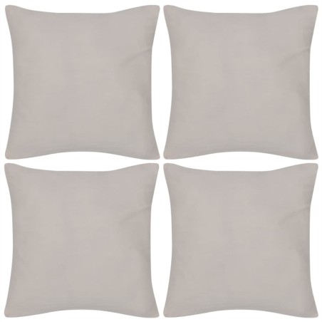 4 beige Kissenbezüge Baumwolle 40 x 40 cm