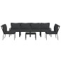vidaXL 7-tlg. Garten-Lounge-Set mit Grauen Kissen Stahl vidaXL 7-tlg. Garten-Lounge-Set mit Grauen Kissen Stahl