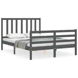 vidaXL Massivholzbett mit Kopfteil Grau