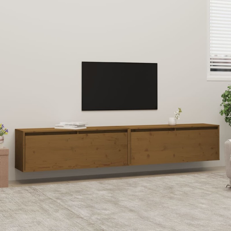 vidaXL Wandschränke 2 Stk. Honigbraun 100x30x35 cm Massivholz Kiefer vidaXL Wandschränke 2 Stk. Honigbraun 100x30x35 cm Massivholz Kiefer