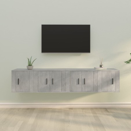 vidaXL 4-tlg. TV-Schrank-Set Betongrau Holzwerkstoff