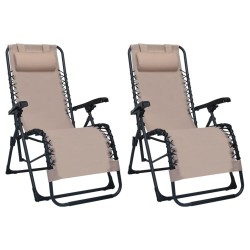 Klappbare Liegestühle 2 Stk. Taupe Textiline