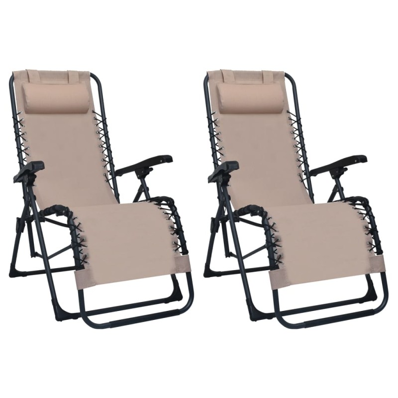 Klappbare Liegestühle 2 Stk. Taupe Textiline Klappbare Liegestühle 2 Stk. Taupe Textiline