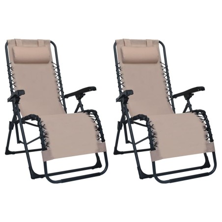 Klappbare Liegestühle 2 Stk. Taupe Textiline