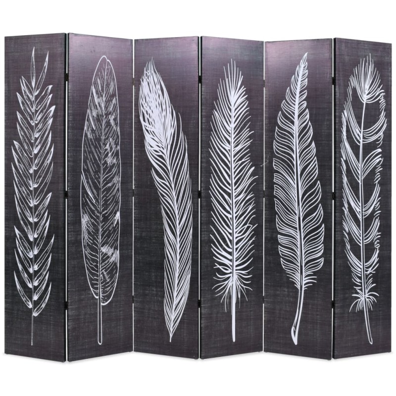 vidaXL Raumteiler klappbar 228 x 170 cm Federn Schwarz-Weiß vidaXL Raumteiler klappbar 228 x 170 cm Federn Schwarz-Weiß