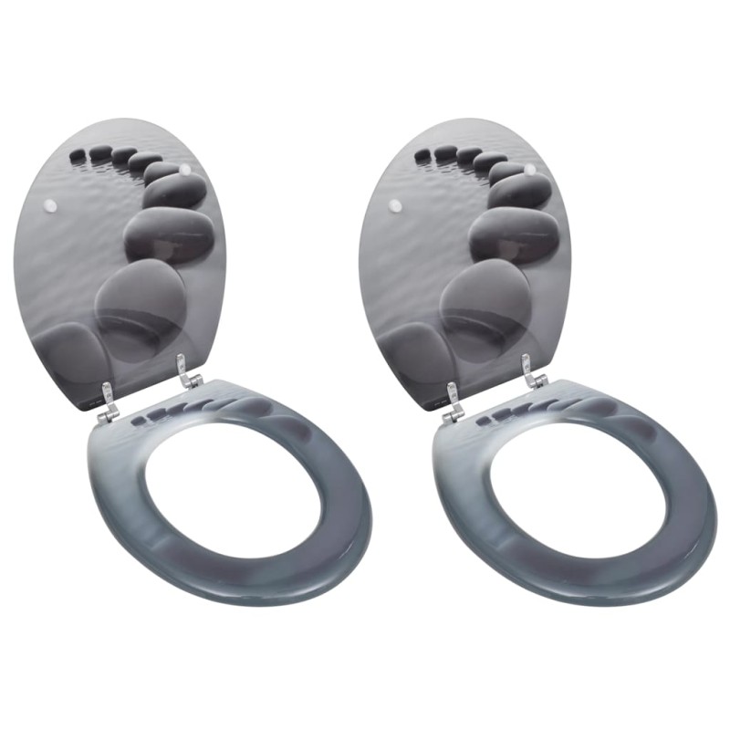 vidaXL Toilettensitze mit Deckel 2 Stk. MDF Steine vidaXL Toilettensitze mit Deckel 2 Stk. MDF Steine
