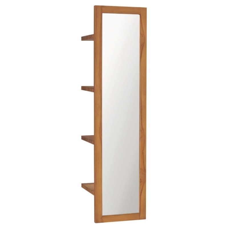 vidaXL Wandspiegel mit Regalen 30×30×120 cm Teak Massivholz vidaXL Wandspiegel mit Regalen 30×30×120 cm Teak Massivholz