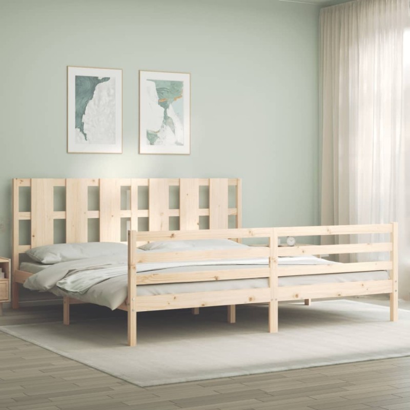 vidaXL Massivholzbett mit Kopfteil 200x200 cm vidaXL Massivholzbett mit Kopfteil 200x200 cm