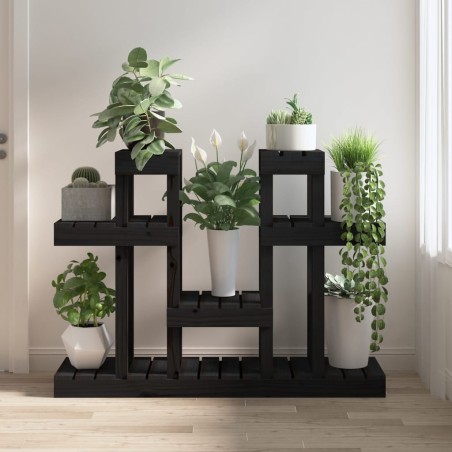 vidaXL Pflanzenständer Schwarz 104,5x25x77,5 cm Massivholz Kiefer
