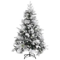 vidaXL Weihnachtsbaum mit Zapfen Beschneit 150 cm PVC & PE 