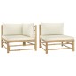 2-tlg. Garten-Lounge-Set mit Kissen Cremeweiß Bambus 2-tlg. Garten-Lounge-Set mit Kissen Cremeweiß Bambus