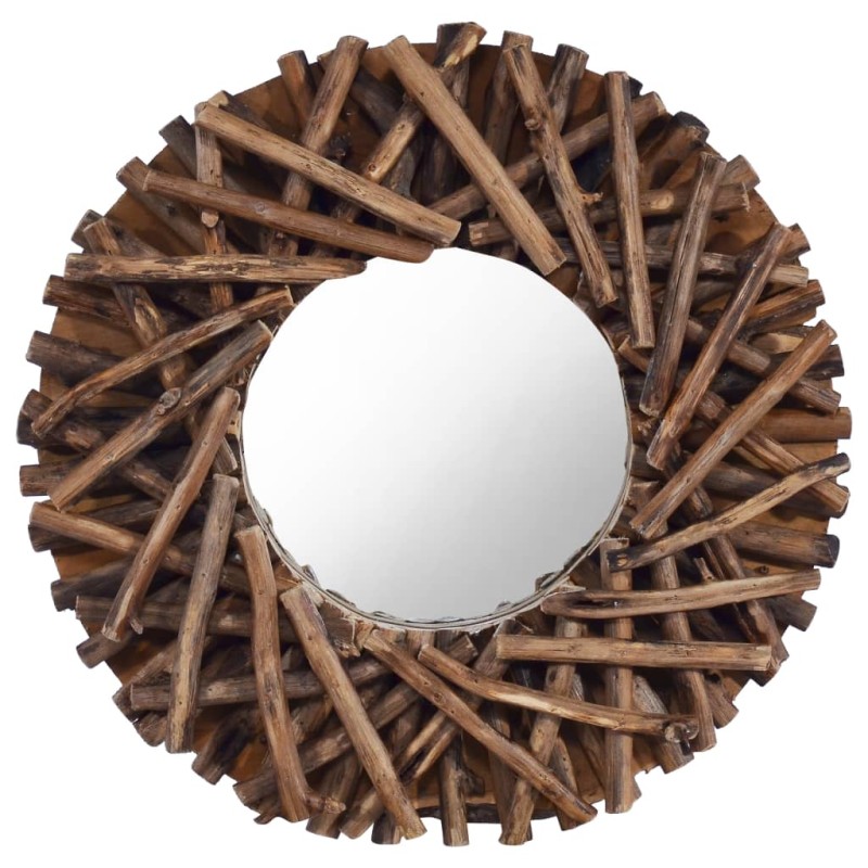 vidaXL Wandspiegel 40 cm Teak Rund vidaXL Wandspiegel 40 cm Teak Rund