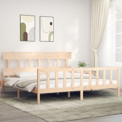 vidaXL Massivholzbett mit Kopfteil
