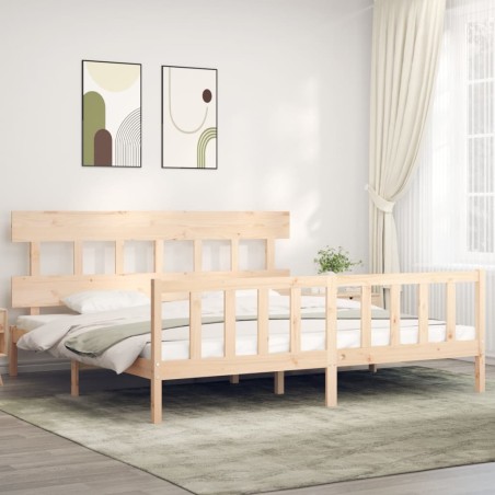 vidaXL Massivholzbett mit Kopfteil