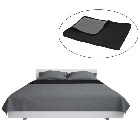 vidaXL Zweiseitige Tagesdecke Gesteppt 230 x 260 cm Grau und Schwarz