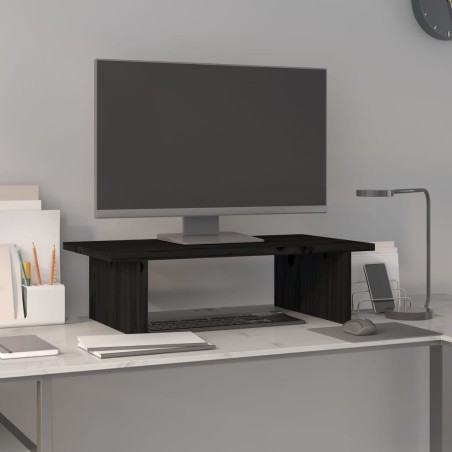 vidaXL Monitorständer Schwarz 50x27x15 cm Massivholz Kiefer