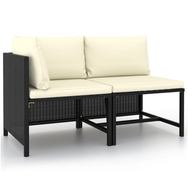 2-tlg. Garten-Sofagarnitur mit Auflagen Schwarz Poly Rattan 2-tlg. Garten-Sofagarnitur mit Auflagen Schwarz Poly Rattan