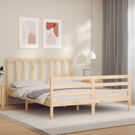 vidaXL Massivholzbett mit Kopfteil 160x200 cm