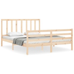 vidaXL Massivholzbett mit Kopfteil 160x200 cm