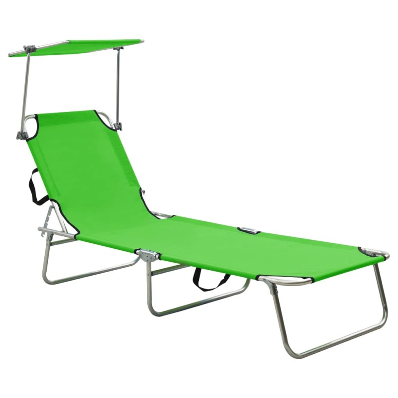 vidaXL Klappliege mit Sonnendach Grün Aluminium vidaXL Klappliege mit Sonnendach Grün Aluminium
