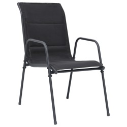 vidaXL Stapelbare Gartenstühle 2 Stk. Stahl und Textilene Schwarz